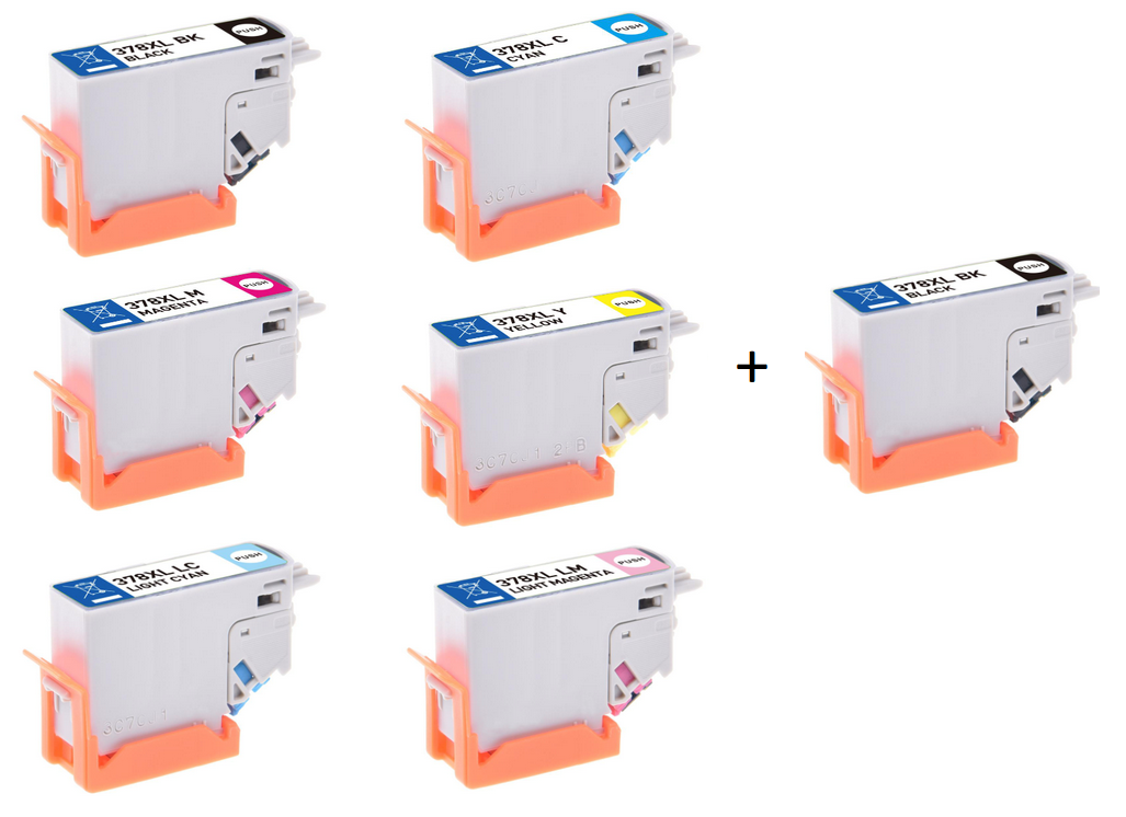 Compatible Epson 378XL a Set of 6 Ink Cartridges High Capacity +  EXTRA BLACK - (2 x Black, 1 x Cyan, Magenta, Yellow, Light Cyan, Light Magenta)

